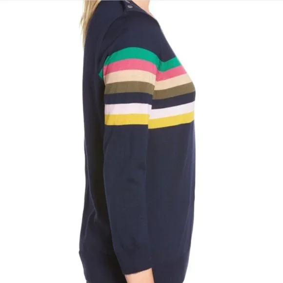 New w/ Defect: J. Crew Tippi Sweater in Multistripe with Buttons in size Small! - Picture 6 of 14